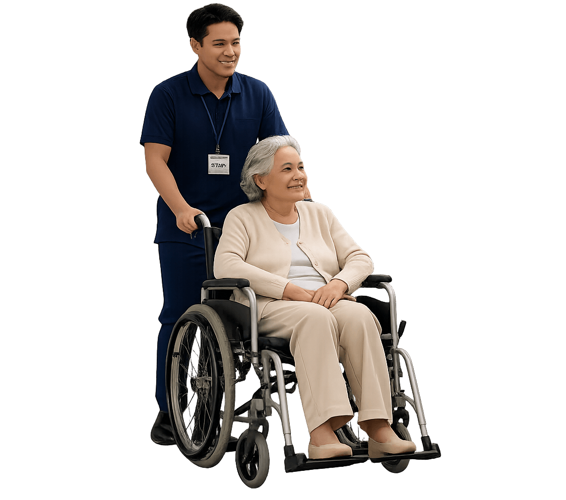 Support worker with a participant in a wheelchair
